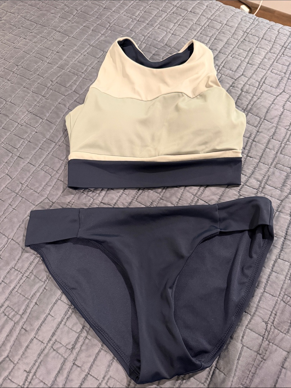 Colorblock High Neck Bikini Set